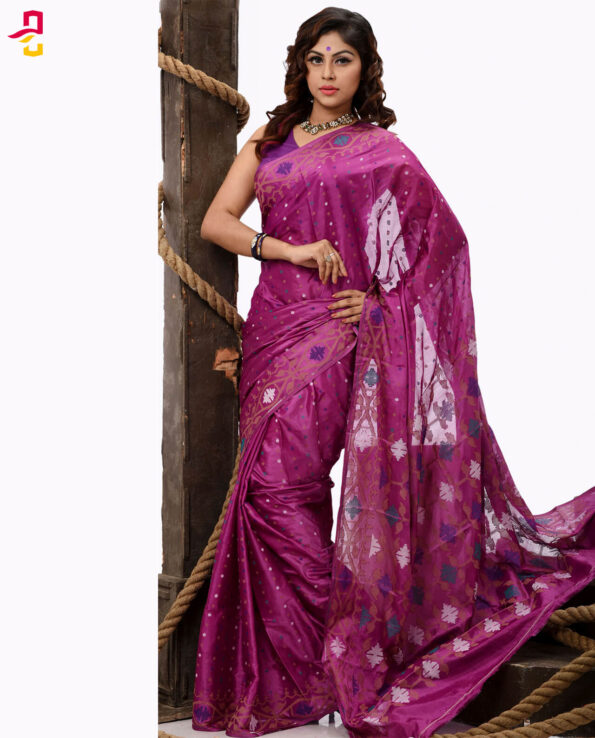 Pure Soft Silk Jamdani Tangail Saree HHS-470