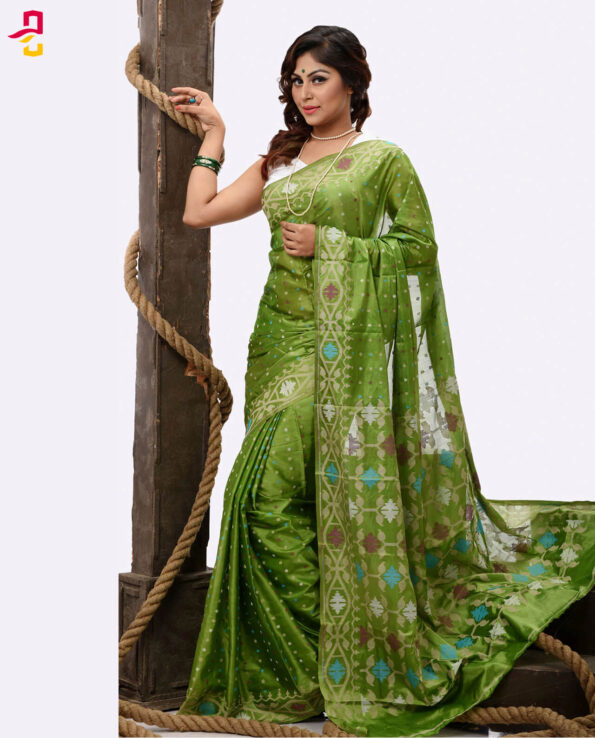 Pure Soft Silk Jamdani Tangail Saree (সিল্ক জামদানি শাড়ি) HHS-474