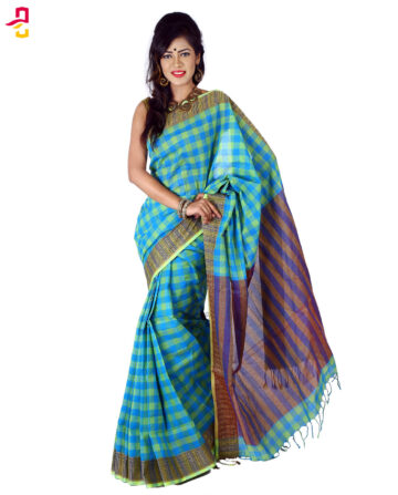 Cotton Grameen Check Tangail Sari HMT-259