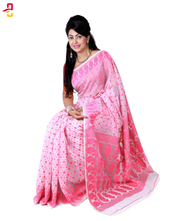 Moslin Silk Jamdani Tangail Saree HRB-153