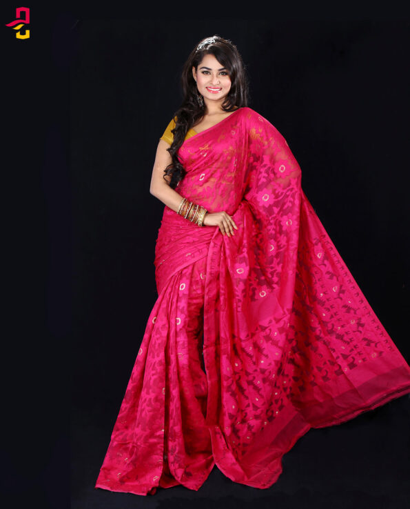 Moslin Silk Jamdani Tangail Saree HRB-155