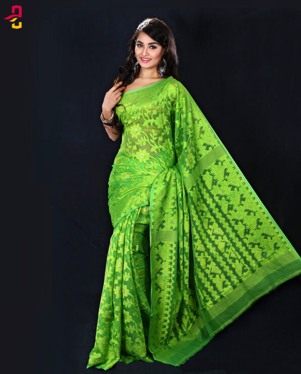 Moslin Silk Jamdani Tangail Saree HRB-156