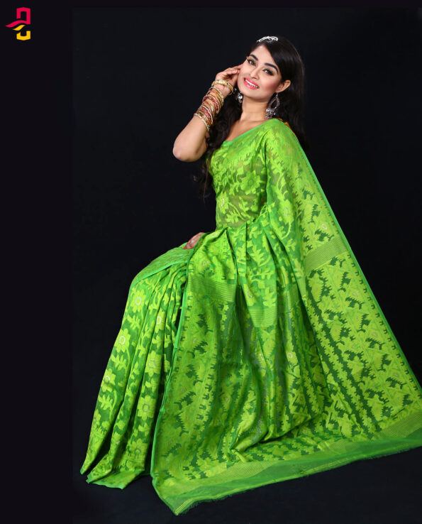 Moslin Silk Jamdani Tangail Saree HRB-156