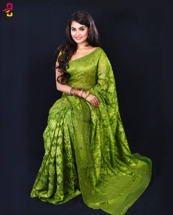 Moslin Silk Jamdani Tangail Saree HRB-157