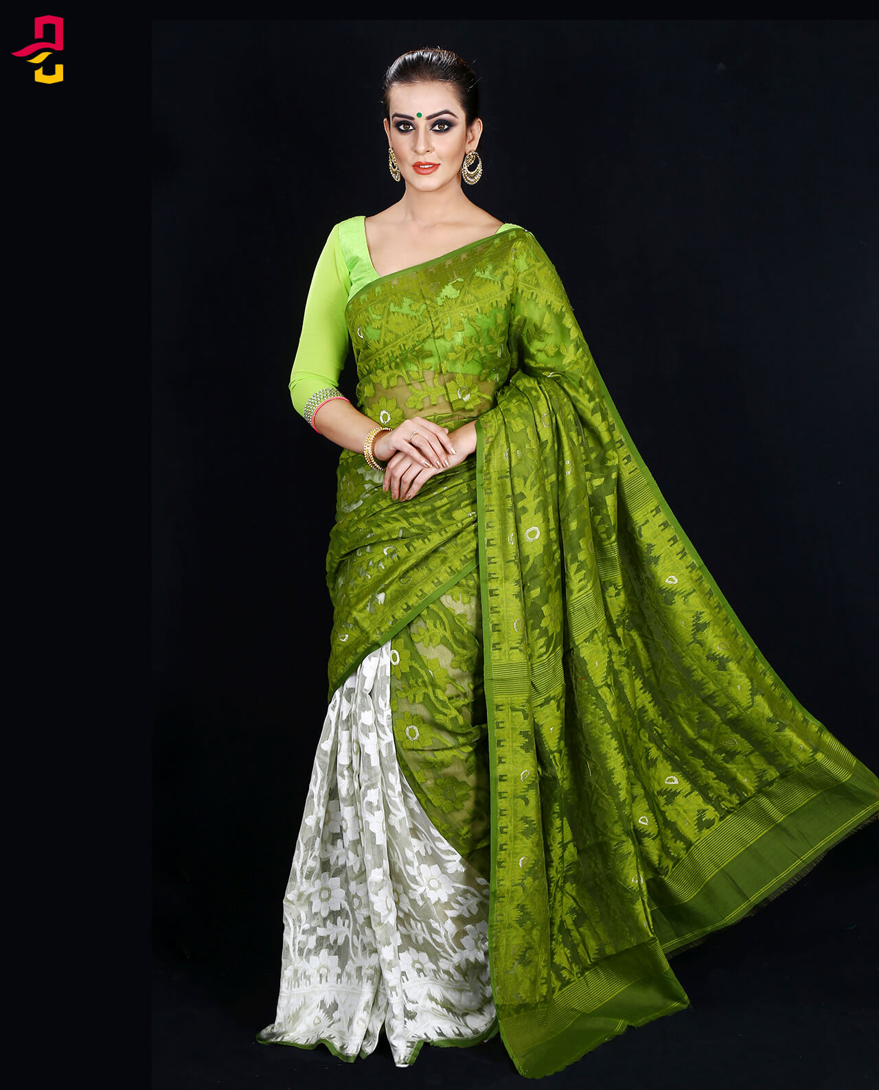 Moslin Silk Jamdani Tangail Saree By 