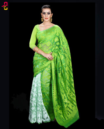 Moslin Silk Jamdani Tangail Saree HRB-159