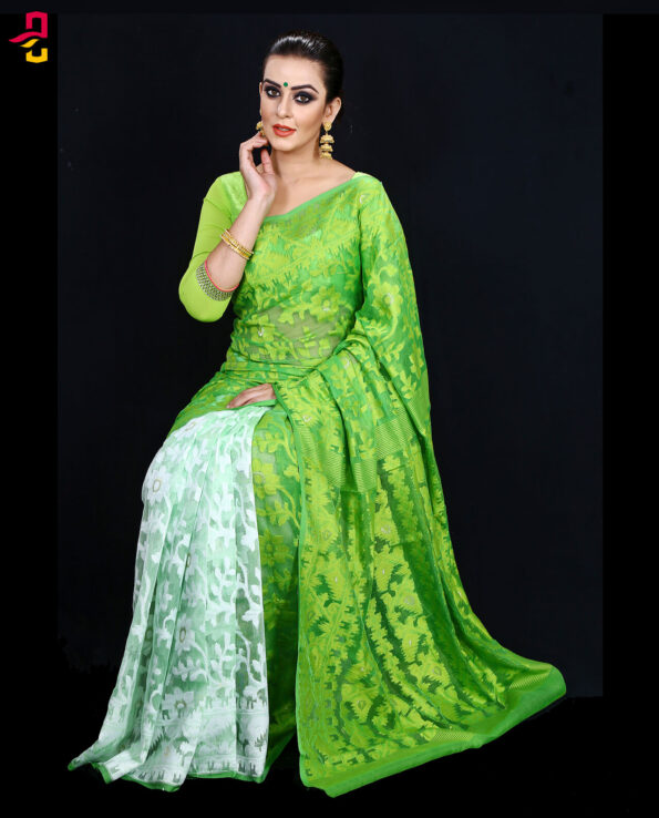 Moslin Silk Jamdani Tangail Saree HRB-159