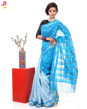 Mercerized Muslin Silk Tangail Saree HRB-165