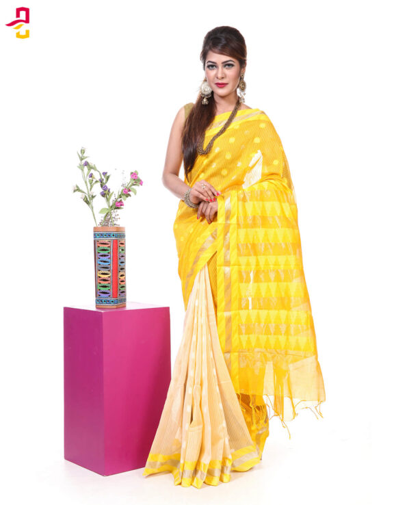 Mercerized Muslin Silk Tangail Saree HRB-166