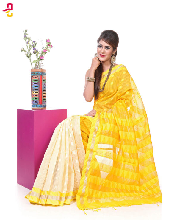 Mercerized Muslin Silk Tangail Saree HRB-166