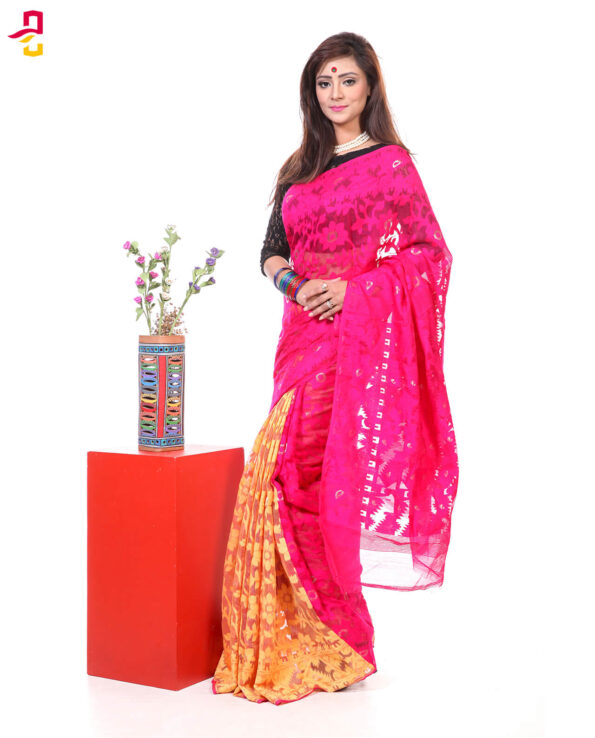 Muslin Silk Jamdani Tangail Saree HRB-170