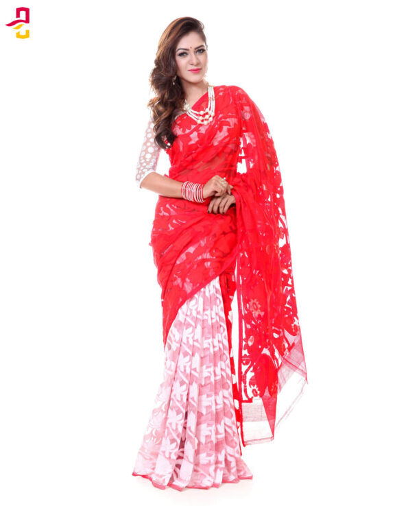 Muslin Silk Jamdani Tangail Saree HRB-172