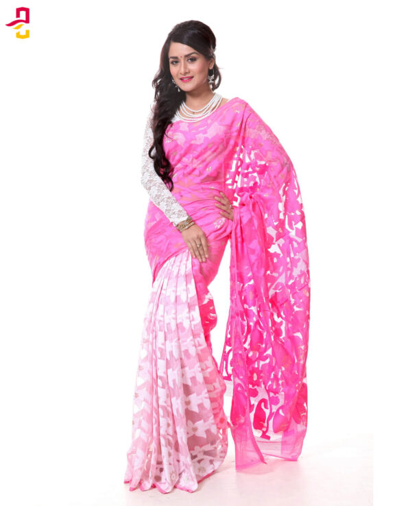 Muslin Silk Jamdani Tangail Saree HRB-174