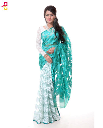 Muslin Silk Jamdani Tangail Saree HRB-176