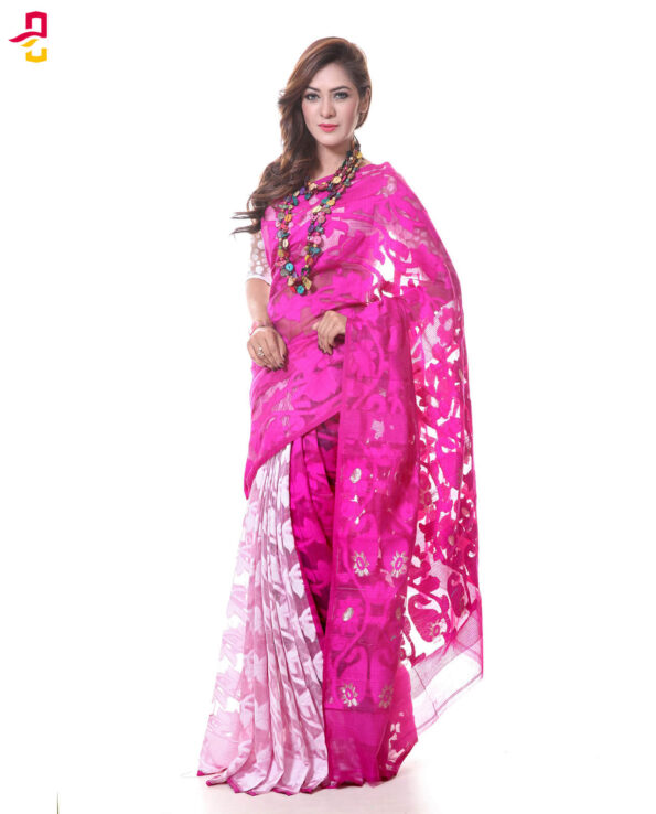 Muslin Silk Jamdani Tangail Saree HRB-178