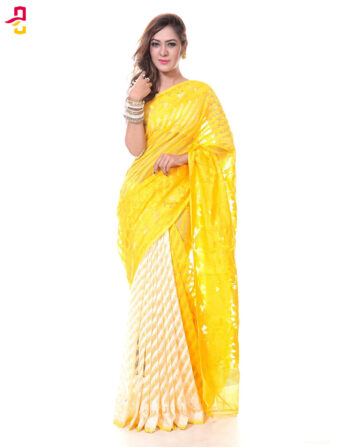 Muslin Silk Jamdani Tangail Saree HRB-181