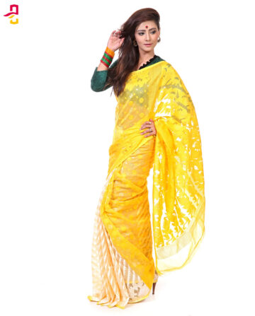 Muslin Silk Jamdani Tangail Saree HRB-182