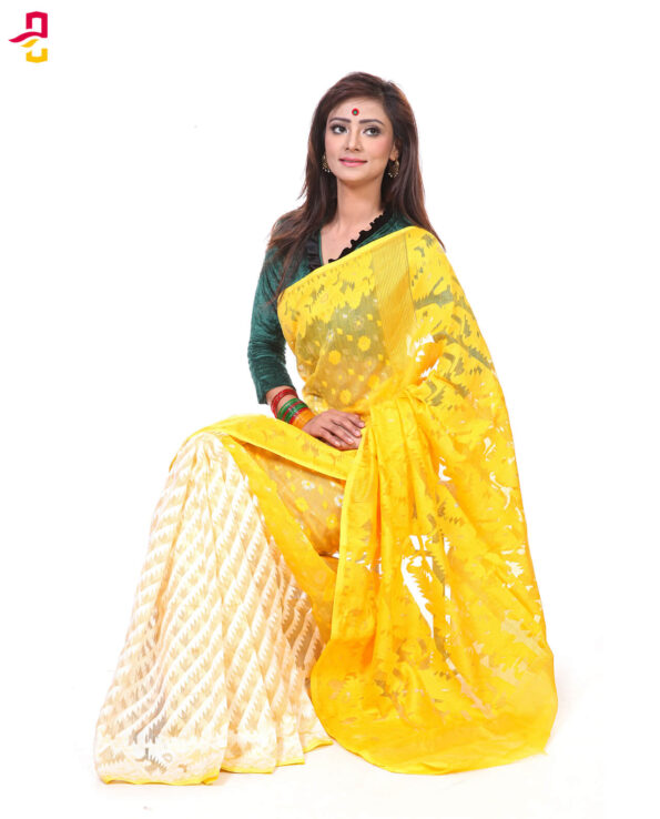 Muslin Silk Jamdani Tangail Saree HRB-182