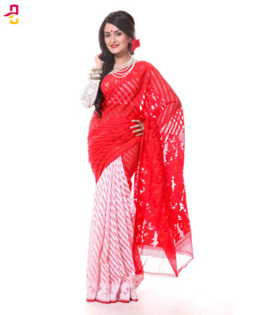 Muslin Silk Jamdani Tangail Saree HRB-183