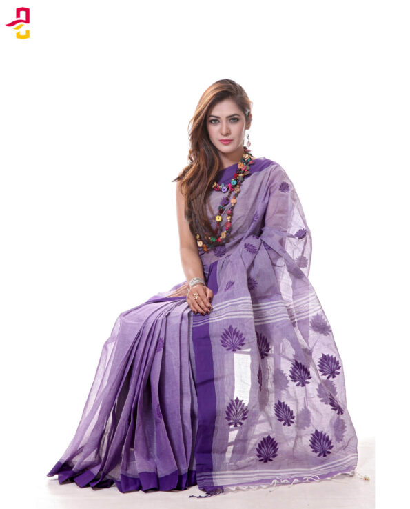 Mercerized Muslin Silk Handwork Tangail Saree HRB-190