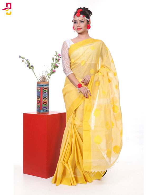 Mercerized Muslin Silk Handwork Tangail Saree HRB-191