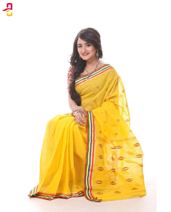 Mercerized Muslin Cotton Handwork Tangail Saree HRB-192